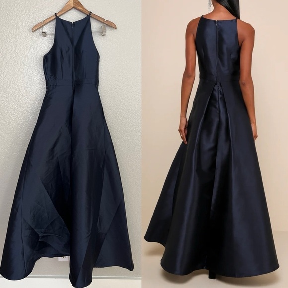 NWOT Broadway Show Navy Blue High-Low Gown - Picture 3 of 10